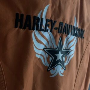 Harley Davidson orange button down vest